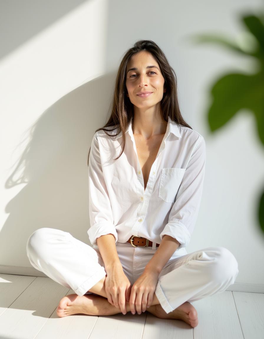 Women's Health Clinic, serene woman in soft natural light